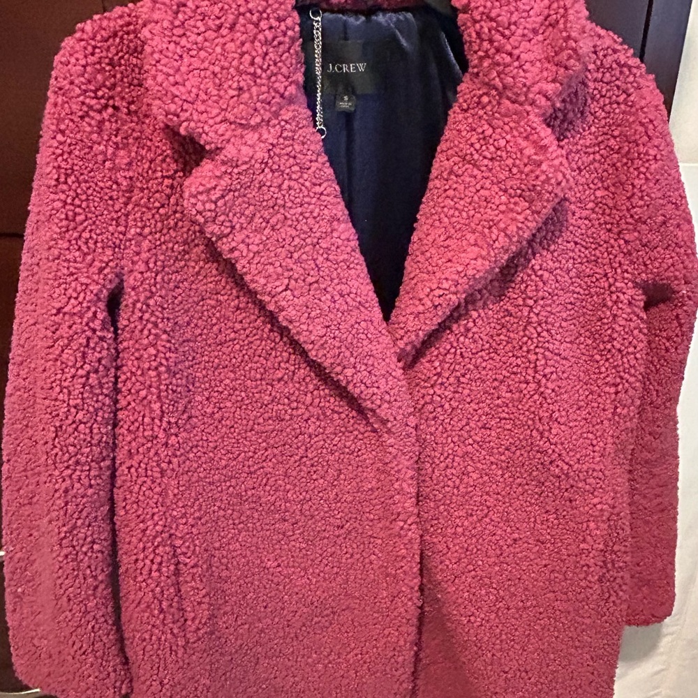 J. Crew Women's Vibrant Pink Teddy Jacket
